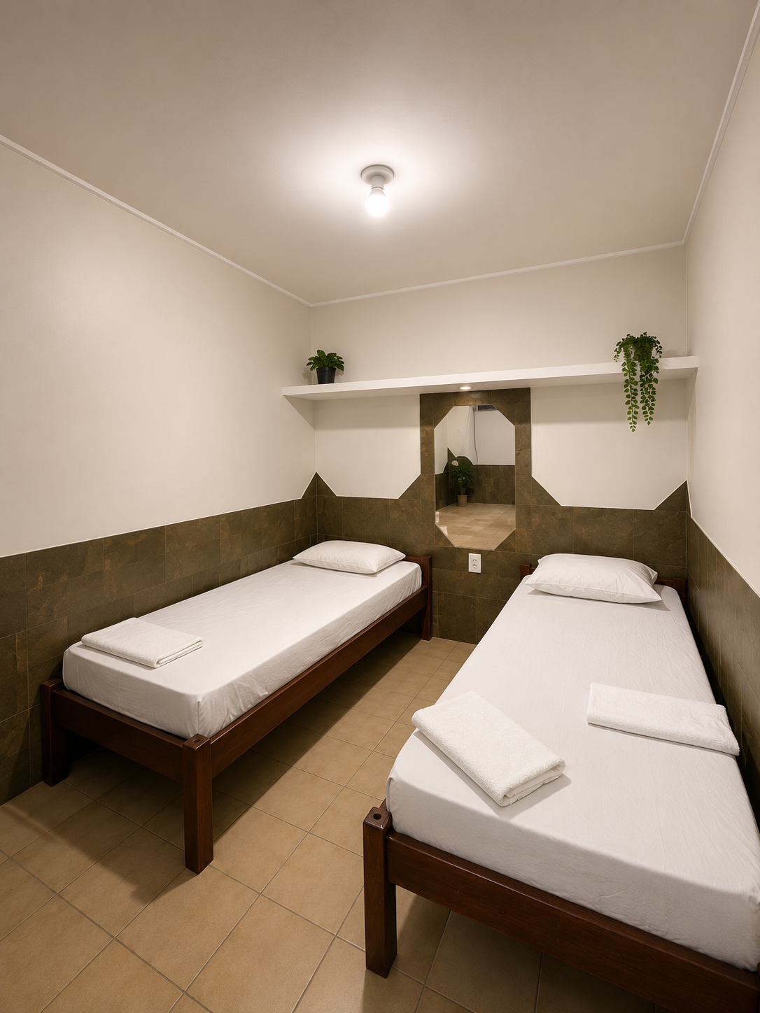 Quarto individual simples e arejado